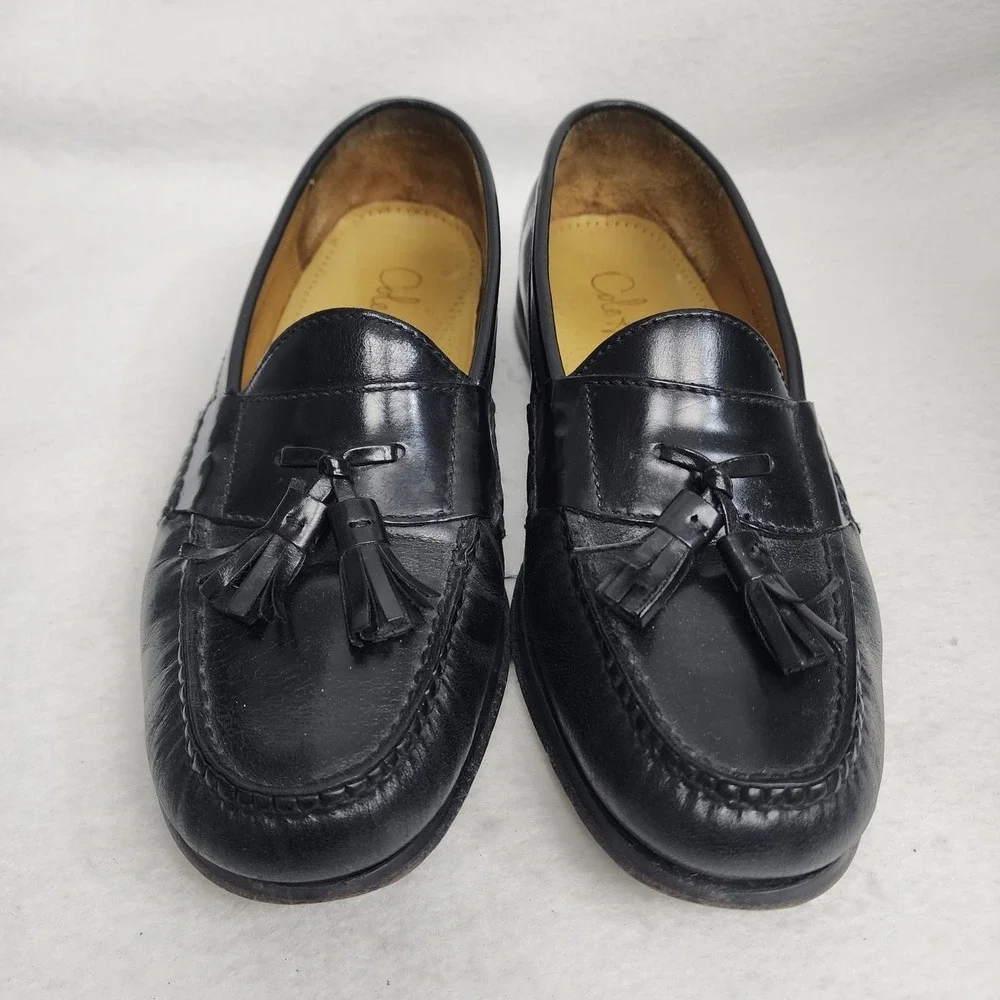 Cole Haan Pinch 03506 Men 8.5D Loafer Black Leather Tassel Moc Toe Slip On Shoes